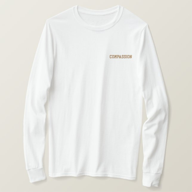 Mitgefühl Besticktes Langarmshirt (Design vorne)
