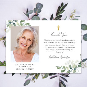 Mitgefühl Eukalyptus Kreuz Foto Beerdigung Dankeskarte
