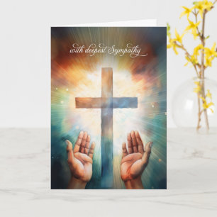 Mitgefühl Gebet Offene Hände zu Gott mit Kreuz Karte