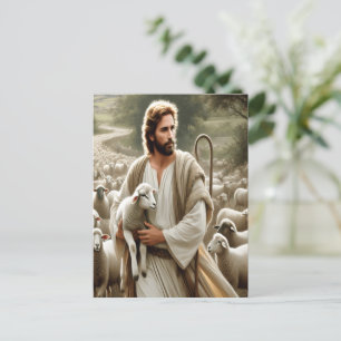 Mitgefühl Hirte mit sanfter Flock Postkarte