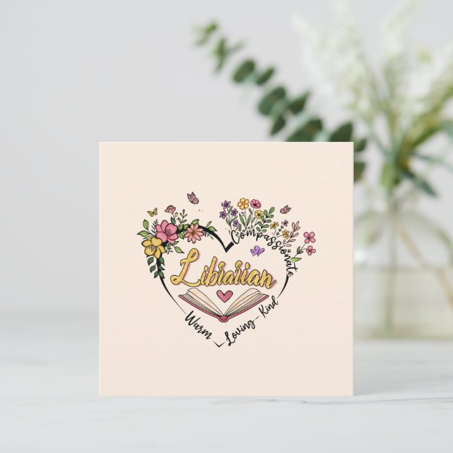 Mitgefühl Librarian - Blumenherz Design (Stehend Vorderseite)
