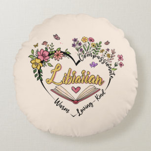 Mitgefühl Librarian - Blumenherz Design Rundes Kissen