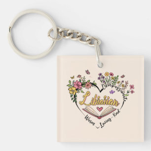 Mitgefühl Librarian - Blumenherz Design Schlüsselanhänger