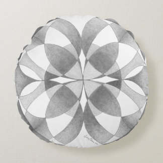 "Mitgefühl und Gleichgewicht" Mandala, Schwarz, Gr Rundes Kissen