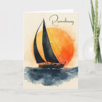 Mitgefühl Wasserfarben-Segelboot bei Sonnenunterga