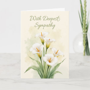 Mitgefühl weiße Calla-Lilien sanfte Grünpflanzen Karte