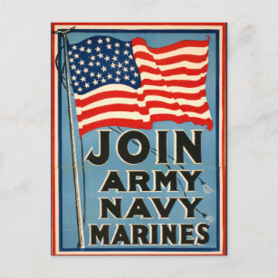 Mitglied der Armee, Marine, Marines WPA 1917 Postkarte