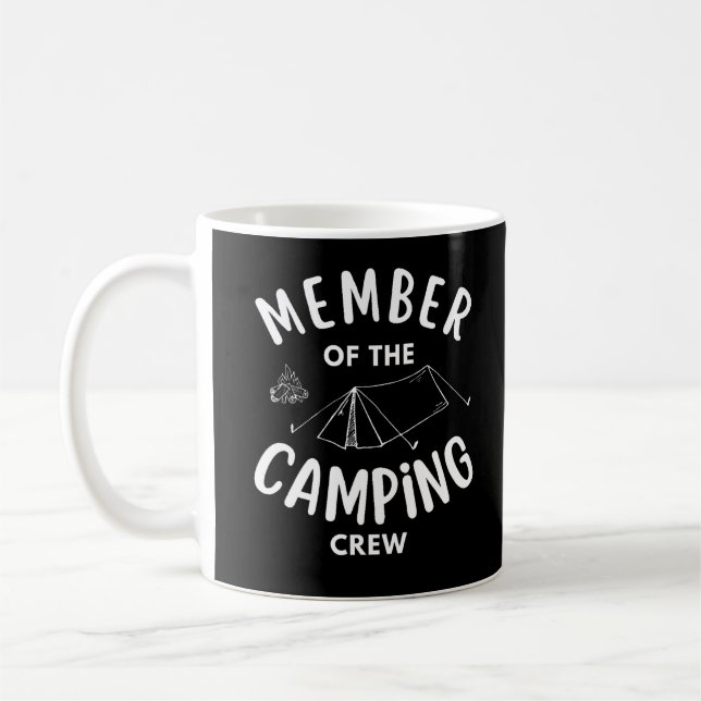 Mitglied der Camping Crew lustig Kaffeetasse (Links)