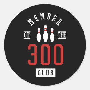 Mitglied des 300 Club Bowling Byll Strike Pins Runder Aufkleber
