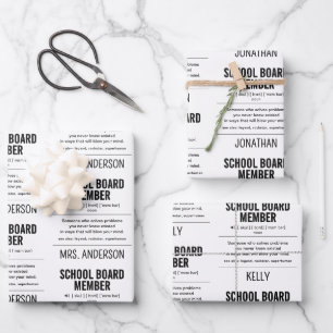Mitglied des personalisiert School Board Funny Geschenkpapier Set