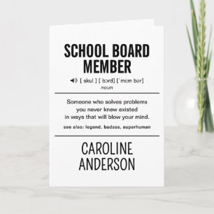 Mitglied des personalisiert School Board Funny Karte