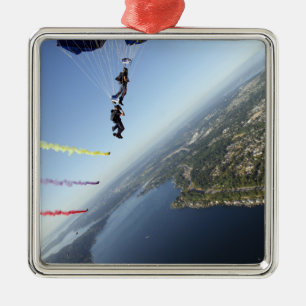 Mitglieder des US-Marine-Fallschirm-Teams Silbernes Ornament