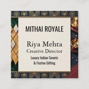 Mithai Royale Smaragd-Paisley-Kunst-Lotos-Motiv Go Quadratische Visitenkarte