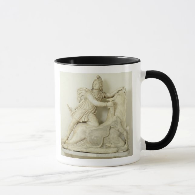 Mithras, das den Stier, Marmorentlastung, römisch Tasse (Rechts)