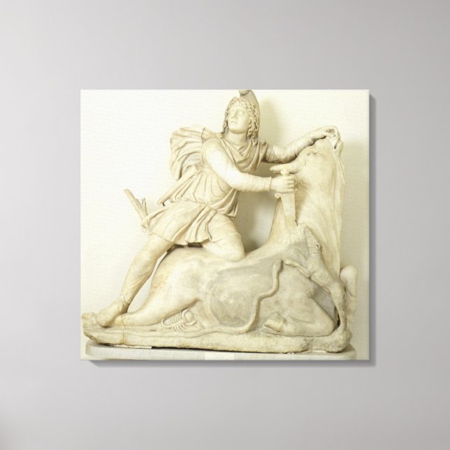 Mithras Opferficing the Bull, Marble Relief, Roman Leinwanddruck (Vorderseite)