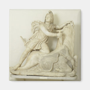 Mithras Opferficing the Bull, Marble Relief, Roman Magnet