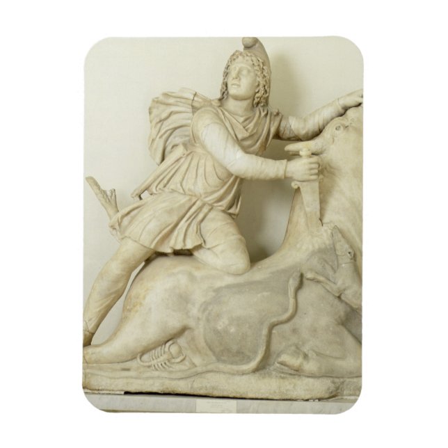 Mithras Opferficing the Bull, Marble Relief, Roman Magnet (Vertikal)