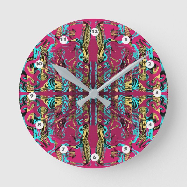 Mitochondri-Pop II Runde Wanduhr (Vorderseite)