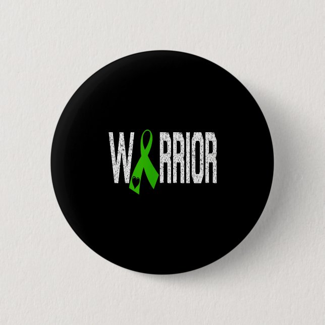 Mitochondrial Disease Warrior Heart Green Ribbon  Button (Vorderseite)