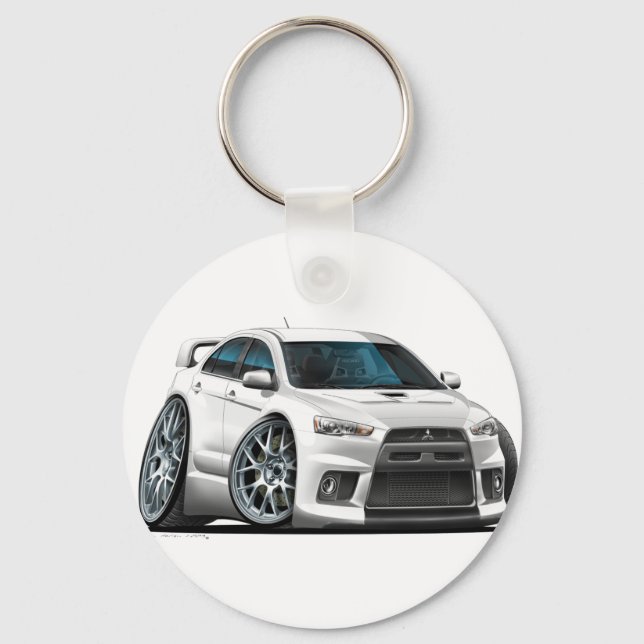 Mitsubishi Evo White Car Schlüsselanhänger (Vorderseite)
