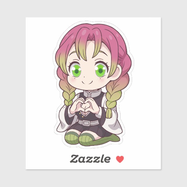 Mitsuri Kanroji Chibi Liebe Aufkleber (Blatt)