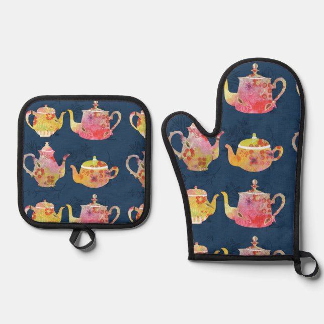 Mitt aus Teekanne Ofenhandschuh & Topflappen-Set (Vorderseite)
