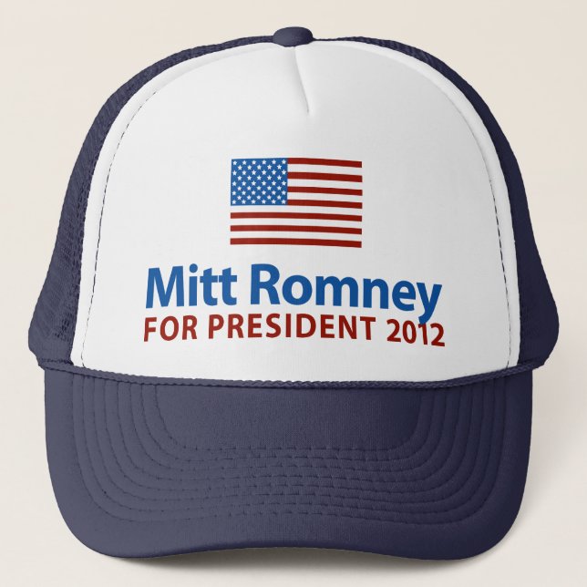 Mitt Romney-amerikanische Flagge Truckerkappe (Vorderseite)