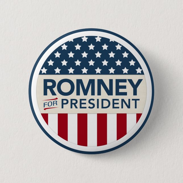 Mitt Romney für Präsidenten 2012 (Flaggen-Art) Button (Vorderseite)