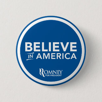 Mitt Romney glauben an Amerika-Logo (blau) Button