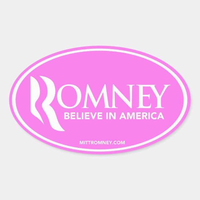 Mitt Romney glaubt an Amerika (rosa Oval Sticker) Ovaler Aufkleber (Vorderseite)