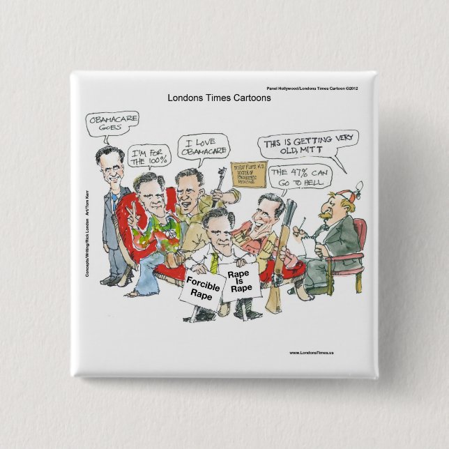 Mitt Romney in Therapy Funny T-Shirts Karten Gesch Button (Vorderseite)