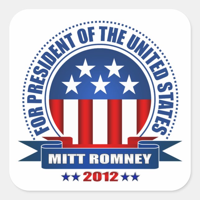 Mitt Romney Quadratischer Aufkleber (Vorderseite)