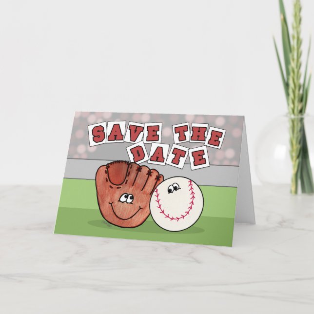 Mitt und Baseball SAVE THE DATE Ankündigung (Vorderseite)