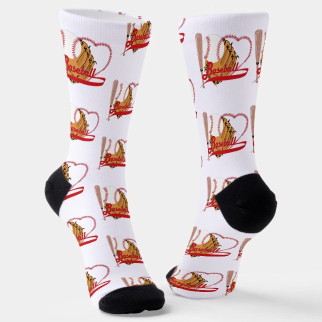 Mitt und Bat Baseball Liebe Socken (Gewinkelt)