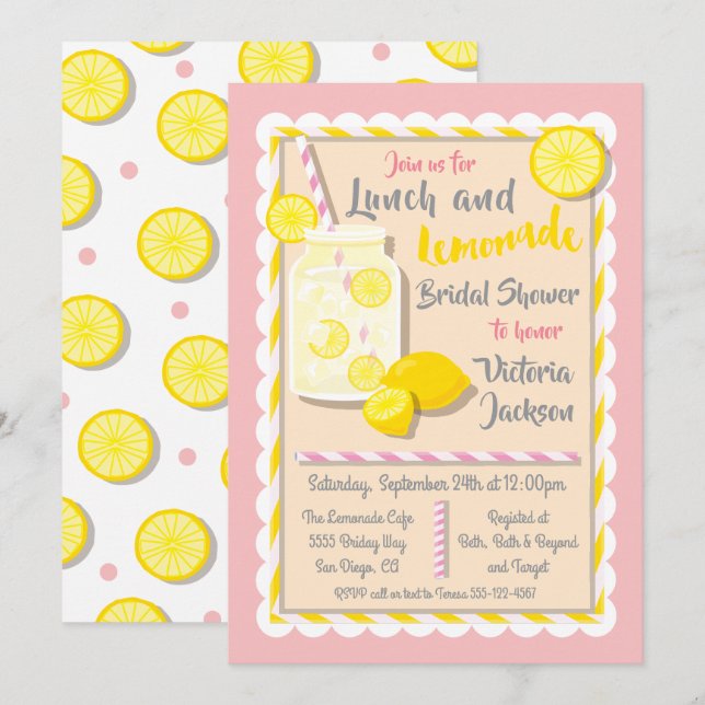 Mittag- und Abendessen mit Bridal-Dusche Einladung (Vorne/Hinten)