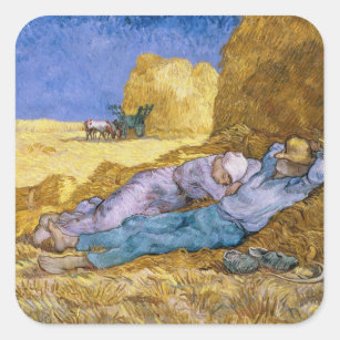 Mittag Vincent van Goghs  , der Siesta, nach Hirse Quadratischer Aufkleber