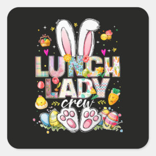 Mittagessen-Damen-Crew Lustiger Hase Quadratischer Aufkleber