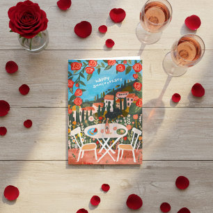 Mittagessen mit Blick auf Jubiläum Land Gouache Karte