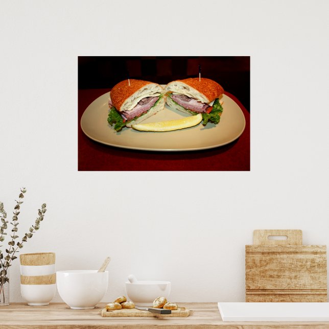 Mittagessen-Sandwich-Lächeln Poster (Küche)