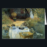 Mittagessen von Claude Monet, Vintager Impressioni<br><div class="desc">Das Luncheon (1876) von Claude Monet ist ein Vintager Impressionismus, ein Kunstgemälde mit einem Picknick im Garten im Frühjahr und einem Nachmittagstee. Ein Kind spielt leise mit Spielzeug auf dem Boden. Über den Künstler:Claude Monet (1840-1926) war ein Gründer der französischen impressionistischen Malerei, wobei die meisten seiner Gemälde "en plein air"...</div>