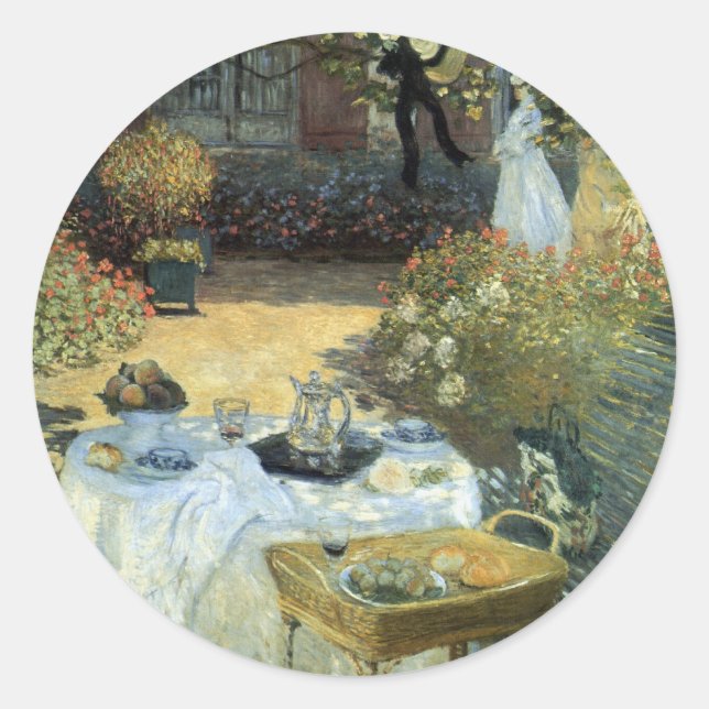 Mittagessen von Claude Monet, Vintager Impressioni Runder Aufkleber (Vorderseite)