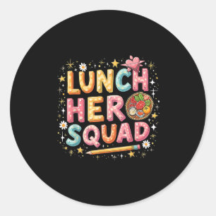 Mittags Squad Mittagessen Held Squad Preppy Back t Runder Aufkleber