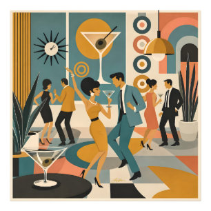 Mitte des Jahrhunderts 60er Hip-Martini-Cocktail-T Fotodruck