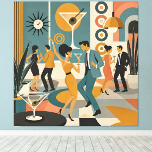 Mitte des Jahrhunderts 60er Hip Martini Cocktail T Leinwanddruck