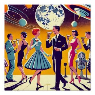 Mitte des Jahrhunderts 60er Jahre Space Age Cockta Poster