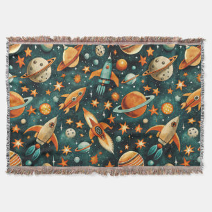 Mitte des Jahrhunderts Atomarer Raum Orange Teal P Decke