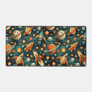 Mitte des Jahrhunderts Atomarer Raum Orange Teal P Schreibtischunterlage