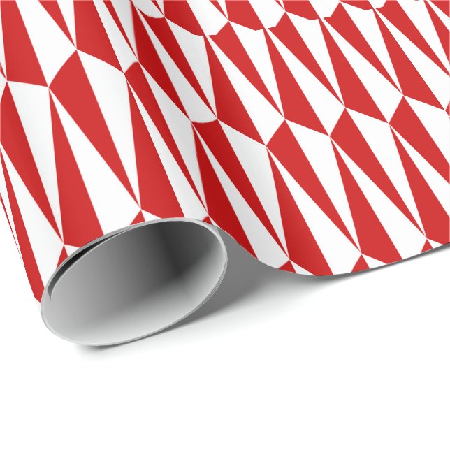 Mitte des Jahrhunderts geometrisch, Rot und Weiß Geschenkpapier (Rolleneckpunkt)