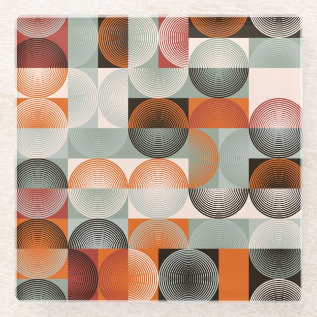 Mitte des Jahrhunderts geometrisches, abstraktes f Glasuntersetzer (Vorderseite)