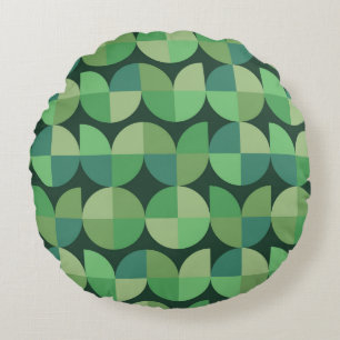 Mitte des Jahrhunderts Geometrisches Grün Türkis M Rundes Kissen